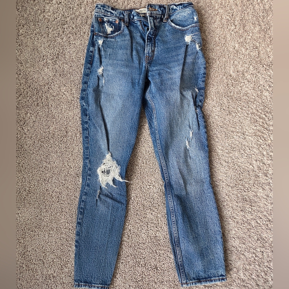 Abercrombie & Fitch Blue Distressed Skinny Jeans